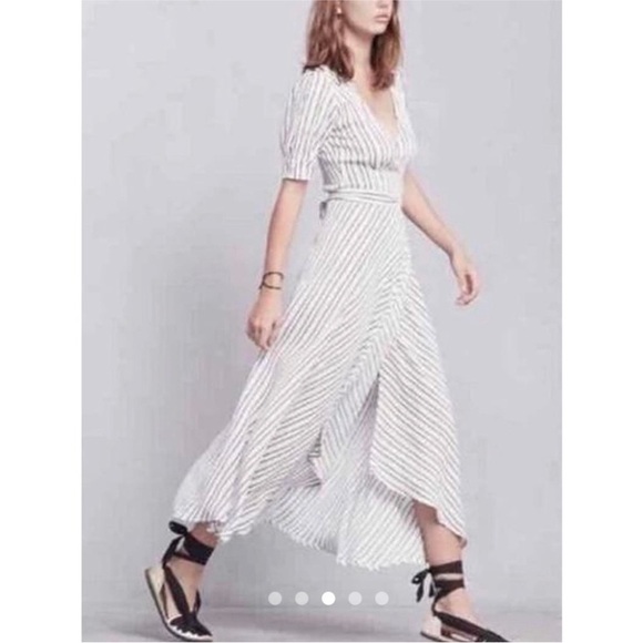 Reformation stripe wrap midi dress - Picture 1 of 9